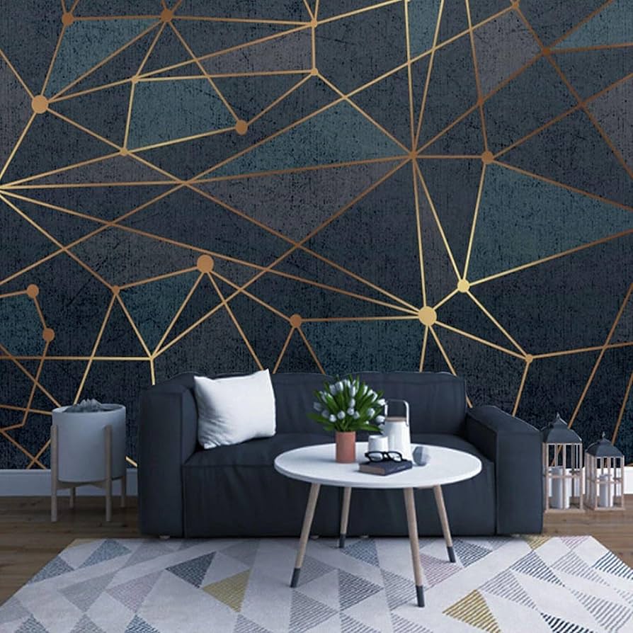 Luxury geometric wallpaper statement wall