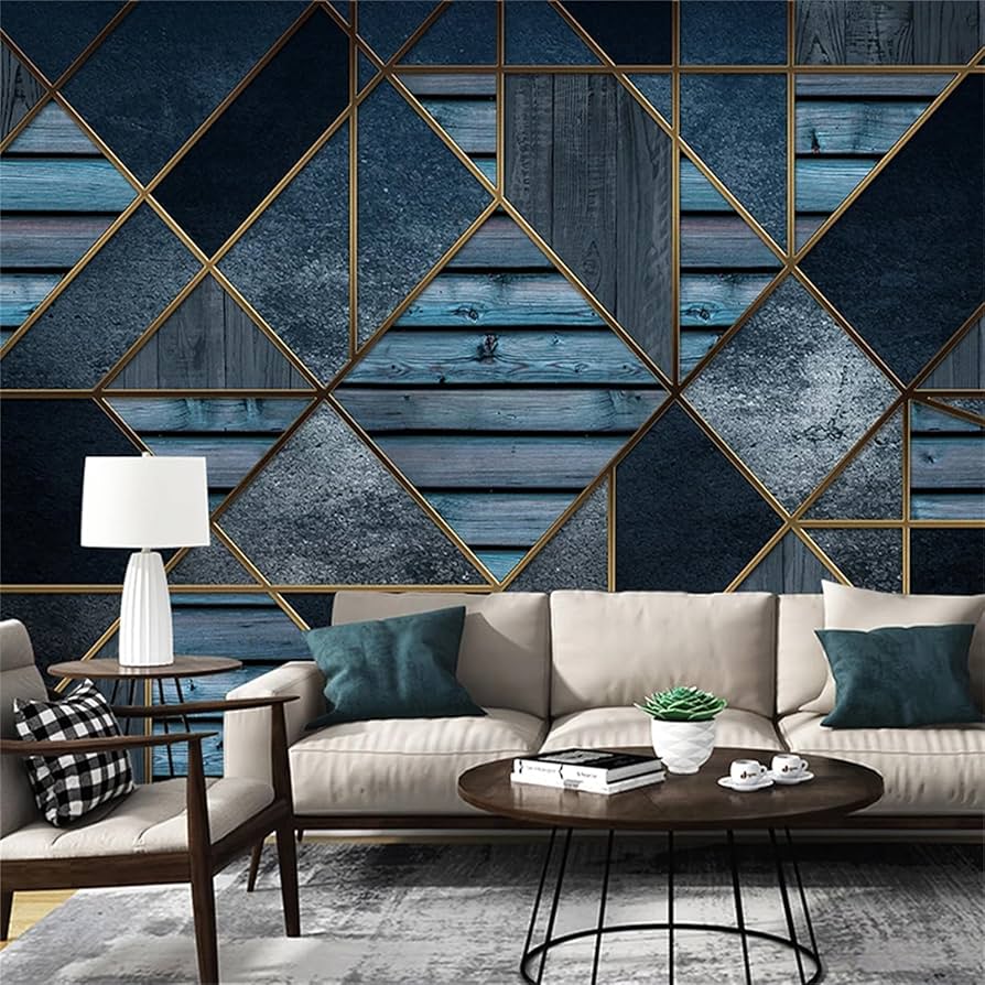Modern blue geometric wallpaper design